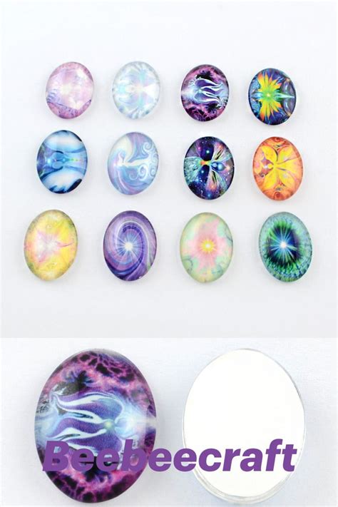 Flatback Oval Glass Cabochons For DIY Projects Mixed Color 25x18x5mm