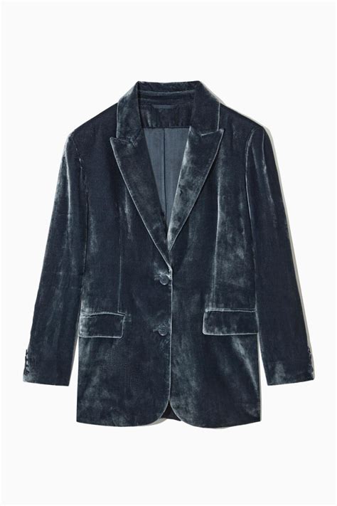 Cos Relaxed Fit Velvet Blazer In Blue Lyst