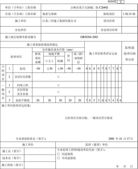 土方回填工程检验批质量验收记录表word文档在线阅读与下载无忧文档