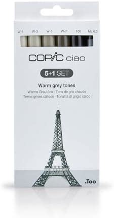 Copic Ciao Marker Set Warm Gray Tones Pack Of Multiliner