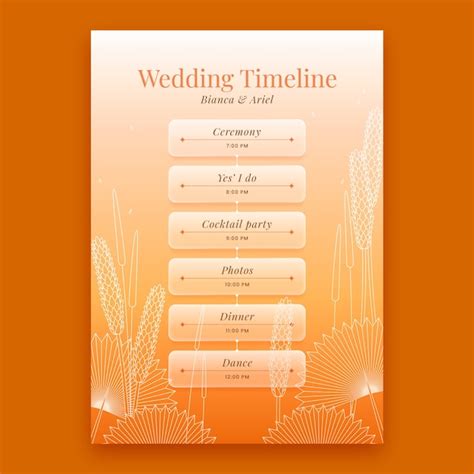 Free Vector | Wedding day schedule template design