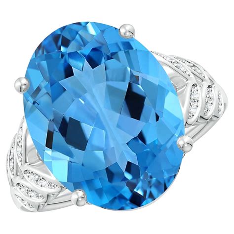 Customizable Gia Certified Natural Swiss Blue Topaz Ring In White Gold