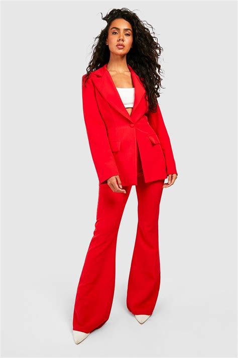 Seam Front Fit And Flare Dress Pants Boohoo