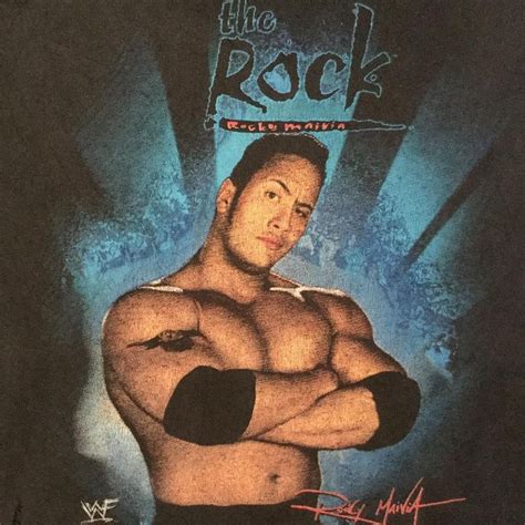 Vintage S Wwf The Rock Rocky Maivia T Shirt Size Xl Armpit To