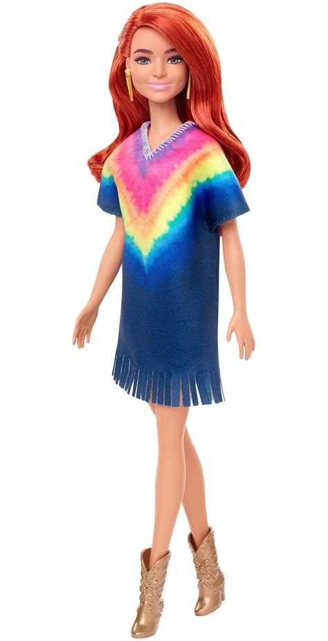 Barbie Fashionistas Doll 141 With Long Red Hair Wearing Tie Dye Fringe