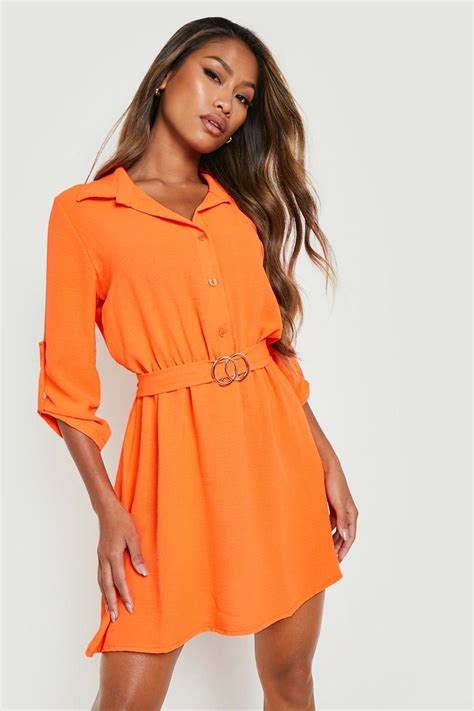 Womens Belted Shirt Dress Boohoo Uk