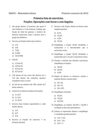 Matematica Lista De Exercicios Pdf