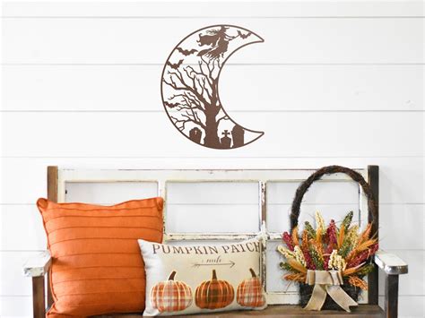 Spooky Moon Sign Metal Porch Sign Fall Door Hanger Fall Metal Sign