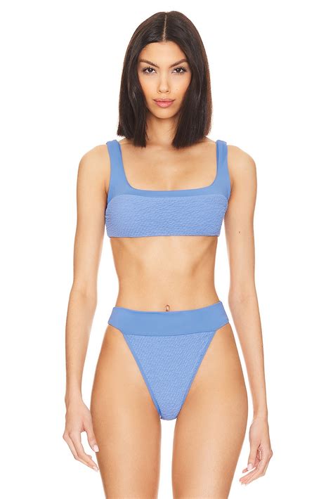 Kya Jayce Reversible Bikini Top In Azure Scrunch Azure Revolve