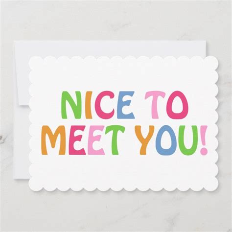 Nice To Meet You Quote Modern Cute Minimal Hello Thank You Card