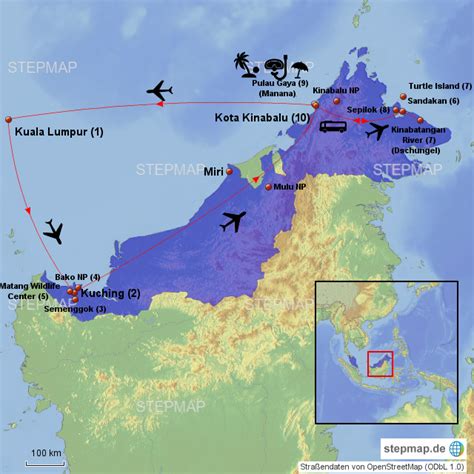 StepMap Malaysia 2015 Landkarte für Asien