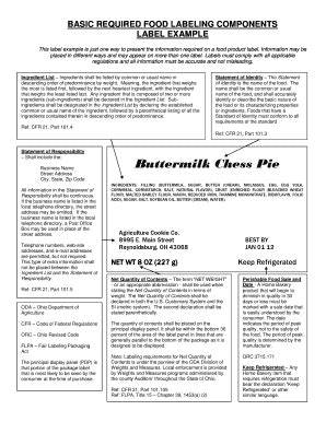 Fillable Online Agri Ohio Basic Required Food Labeling Components Label