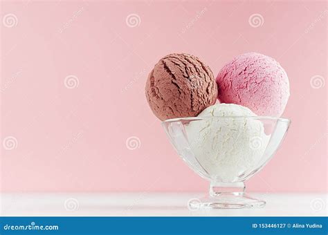 Set Of Ice Cream Scoops Of Different Colors And Flavours With Berries