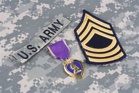 Purple Heart Award On Us Army Uniform Stock Image Image Of Military