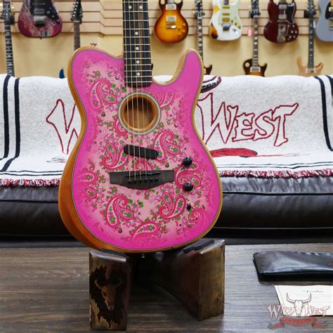 Fender American Acoustasonic Telecaster Ebony Fingerboard Pink Paisley 480 Lbs Us221860a Wild