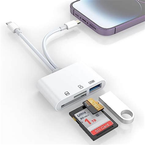 SD Kartenleser für iPhone iPad Lightning USB C Anschluss auf SD TF