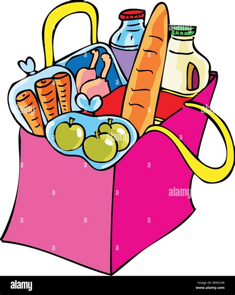 A Cartoon Bag Of Shopping Groceries Stock Vector Image And Art Alamy