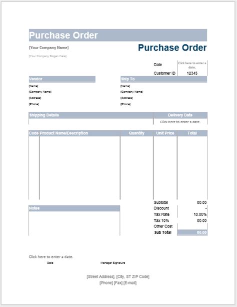 Purchase Order Templates Word Templates For Free Download