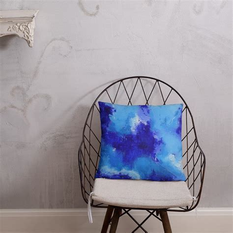 Throw Pillow Blue Pillow Abstract Art Pillow Home Decor Etsy Blue Throw Pillows Pillow Art