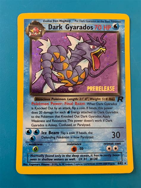 Prerelease Dark Gyarados Team Rocket Holo Rare Vintage Pokemon