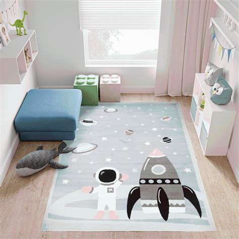 Tapiso Baby Tapis De Chambre Enfant B B Jeu Bleu Gris Rose Noir Blanc