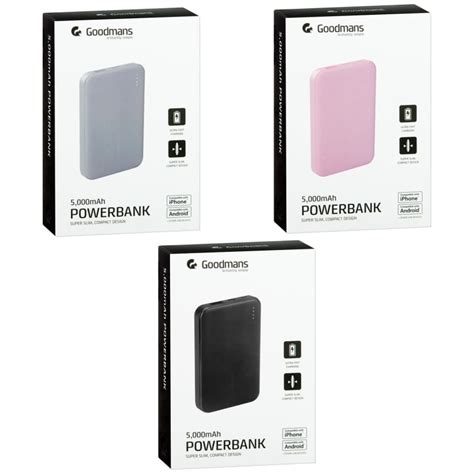 Goodmans 2 Usb Power Bank 5000mah Black Power Banks Bandm