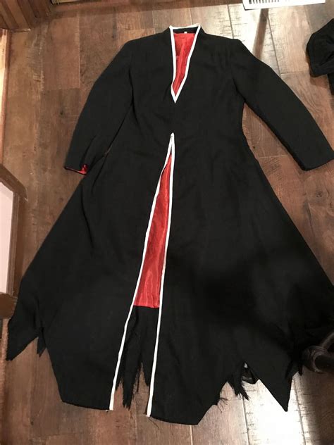 Bleach Cosplay Ichigo Bankai Kimono Costume Cloak Pants Suit Mask Sz