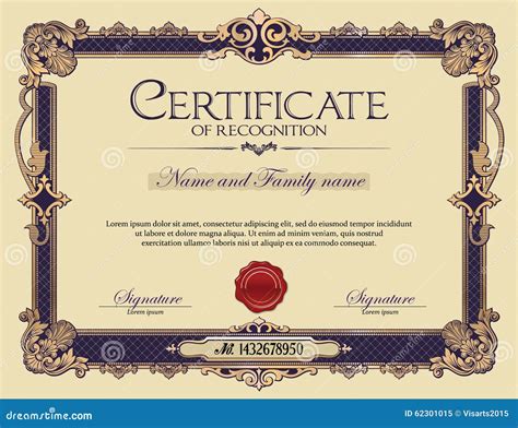 Antique Vintage Ornament Frame Certificate Of Recognition Stock Vector Illustration Of Lessons