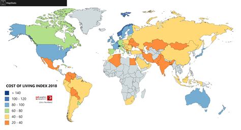 Cost of living index (2018) [6460x3480] : r/MapPorn