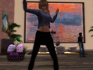 Une Jolie Blonde Qui Danse En Mini Jupe Moulante Et Collants Noirs Hotntubes