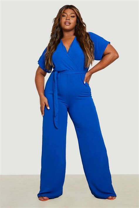 Plus Woven Belted Wide Leg Jumpsuit Boohoo Uk