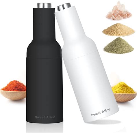 Haitral Electric Gravity Salt And Pepper Grinder Set 2 Pack Electric Ceramic Core