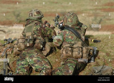 British Army Soldiers Participate In Sustained Fire Training Stock