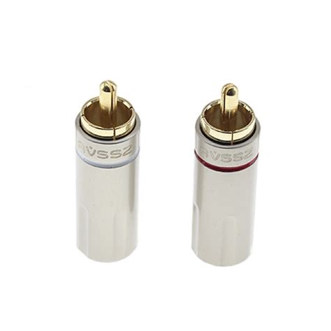 Male Rca Connectors Gold Plated 24k Ø6mm Pair Audiophonics