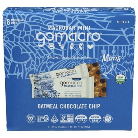 GoMacro Organic Gluten Free Macro Mini Bars Oatmeal Chocolate Chip 8