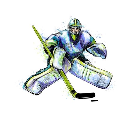 Hockey Goalie Player Hand Drawn Sketch Stock Vector Illustration Of