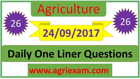 Daily One Liner Question 26 Agri Exam Is A Easy Way Of Agricultural