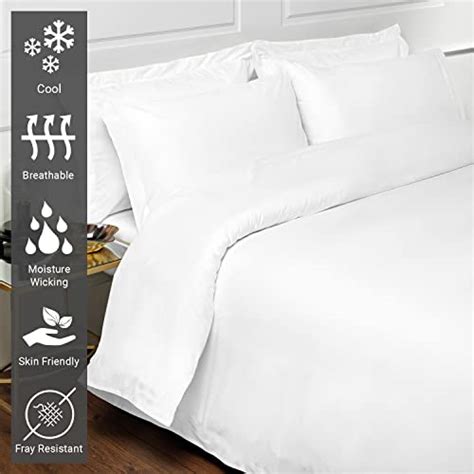 Pizuna 100 Cotton Duvet Cover Queen Size White 400 Thread Count Long