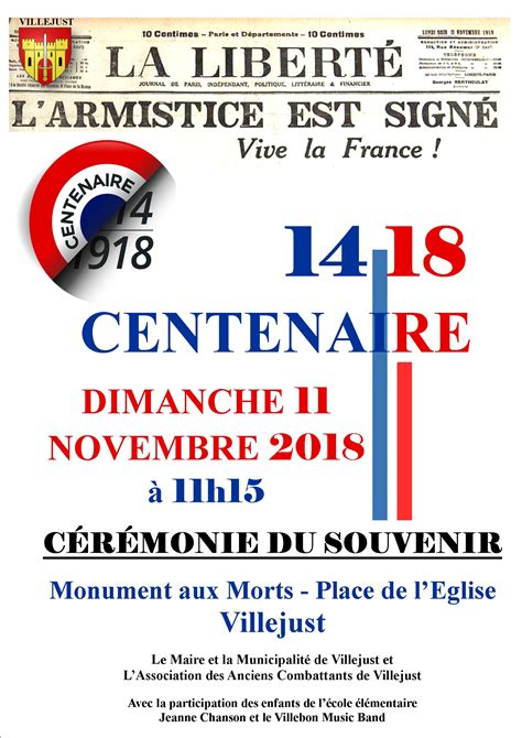 Commémoration du 11 novembre Mairie de Villejust