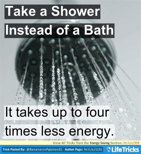 Energy Saving Take A Shower Instead Of A Bath Environmental