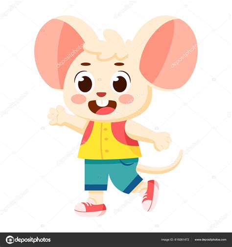 Isolated Happy Male Mouse Character Vector Illustration Stock