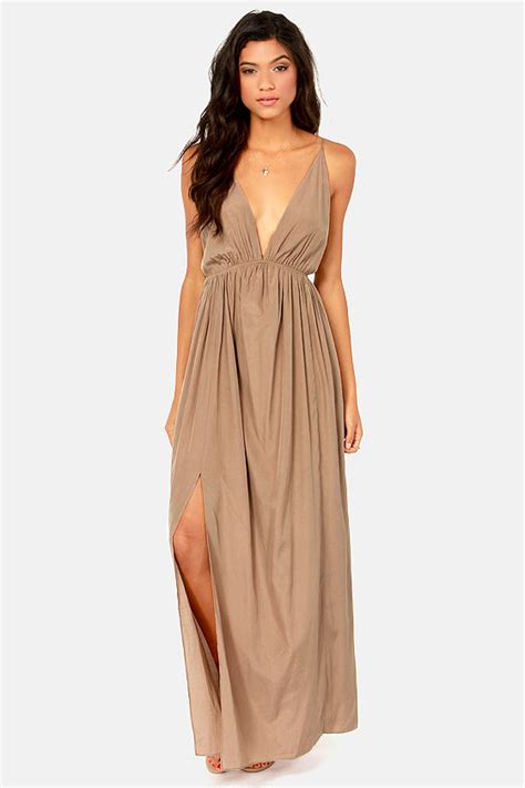 Sexy Taupe Dress Maxi Dress Backless Dress 45 00 Lulus