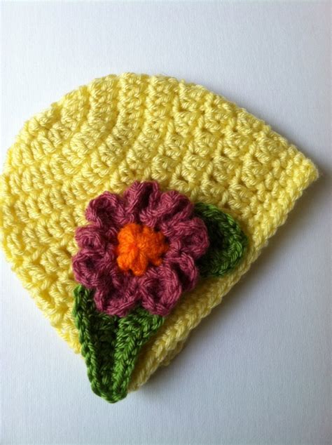 Crochet Baby Hat With Flower, Crochet Baby Hat, Newborn Hat, Kids Crochet Hat, Yellow Baby Hat ...