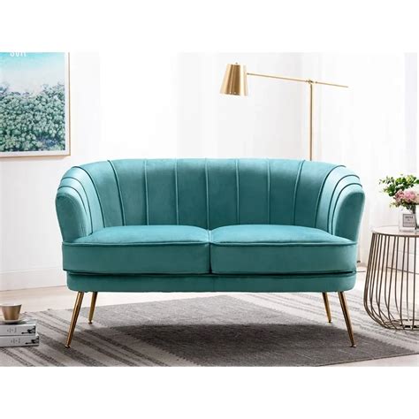 Luxury Velvet Loveseat, Modern Tufted Chesterfield, Dark Teal - Cave ...