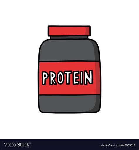 Protein Powder Doodle Icon Color Line Royalty Free Vector