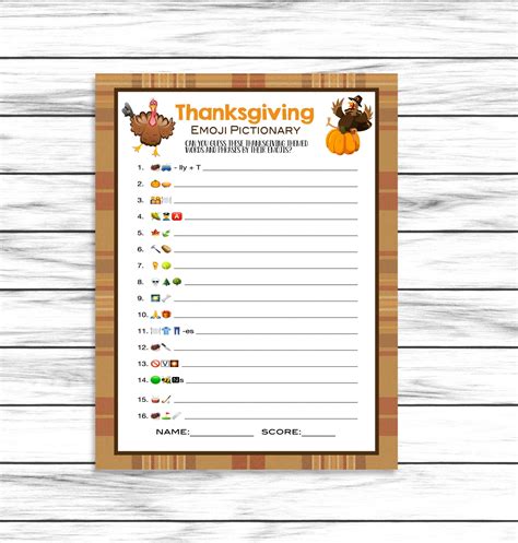 Thanksgiving Emoji Game Emoji Pictionary Party Game Emoji Etsy