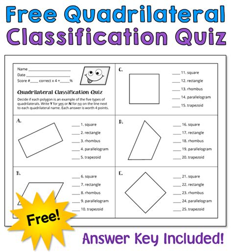 Classifying Quadrilaterals Rd Grade