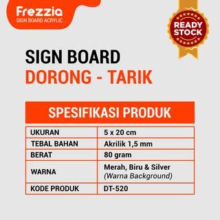 Jual Signboard Akrilik Frezzia Dorong Tarik Shopee Indonesia