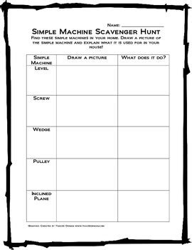 Simple Machines Scavenger Hunt By Inside Elementary Tpt