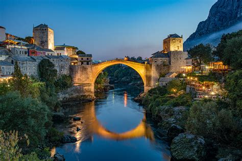 Mostar Old Bridge The Beautiful Old Bridge In Mostar At Du Edgar